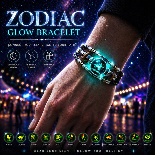 Buy 3 Get 3 FREE! ✨ Zodiac Guardian | Glow-in-the-Dark Leather Bracelet
