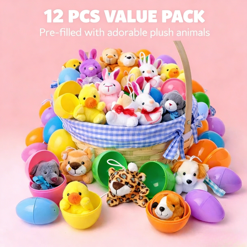 🎁Easter Hot Sale😍Prefilled Easter Eggs, Filled with Plush Animal Toys - Water-Resistant Plastic Shells