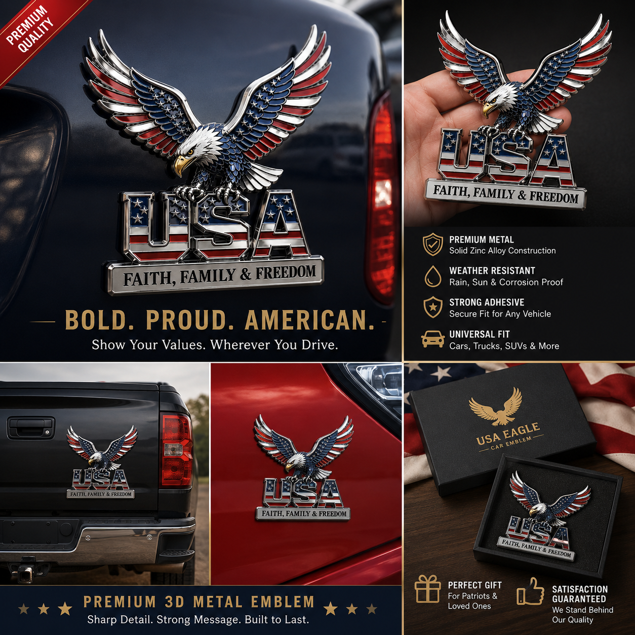 🇺🇸250th Anniversary 49% OFF - ★USA Faith, Family & Freedom★ Metal Emblem