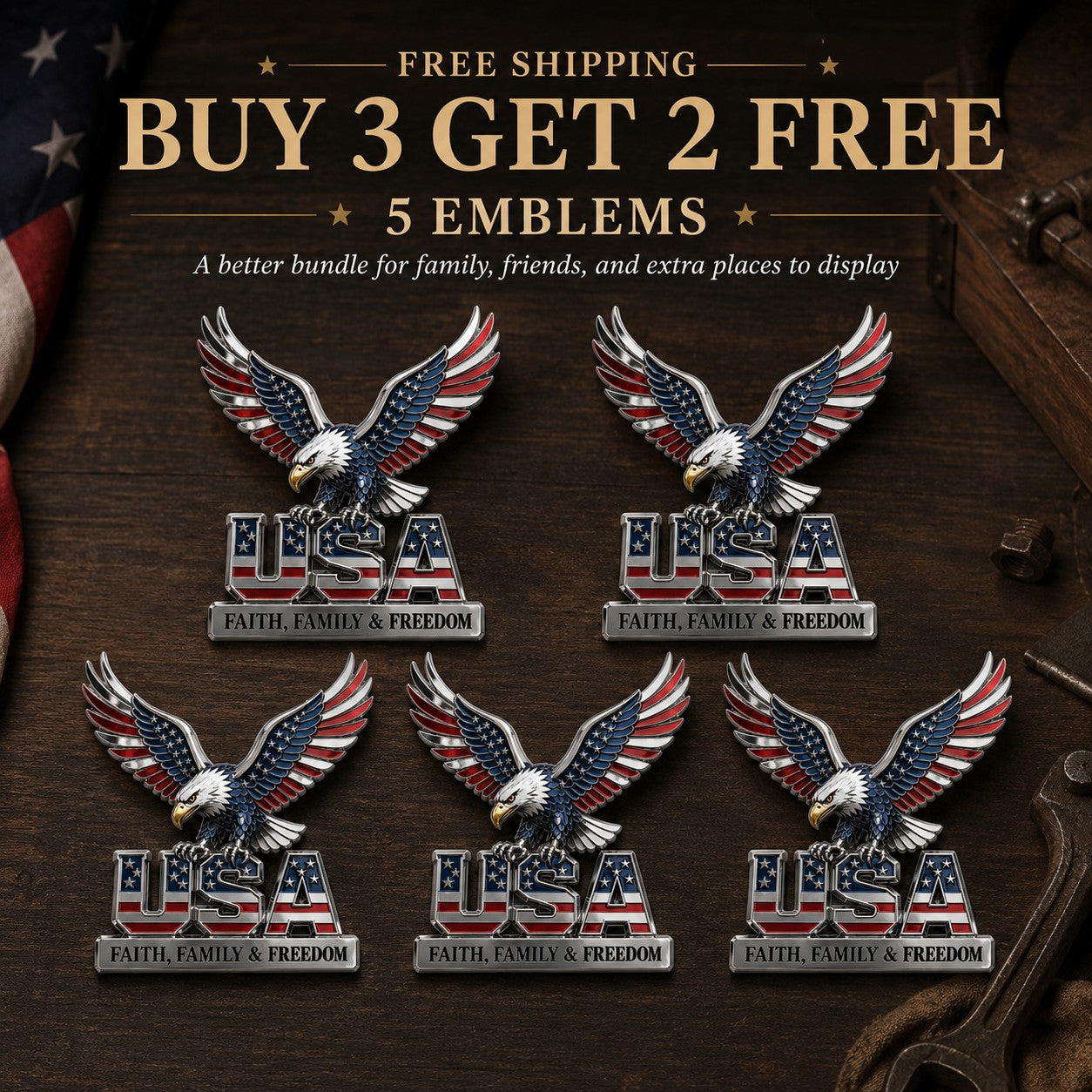 Buy 3 GET 2 FREE – 5 Emblems