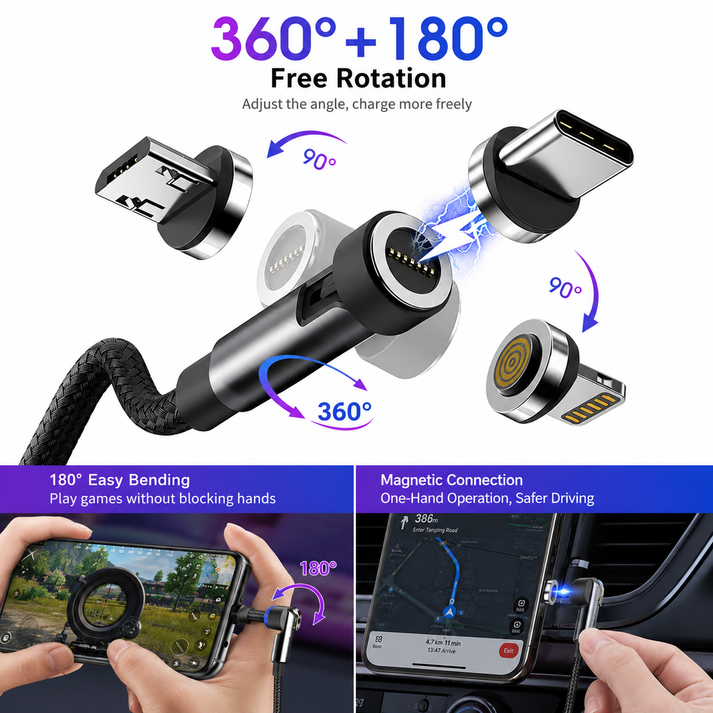 🔥360 Pro Cable: 5-in-1 Universa(🚀10x Faster Than Traditional Cables)